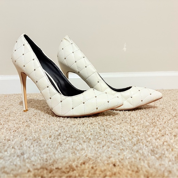 Elegant White Quilted Women's Heels - Picture 5 of 9